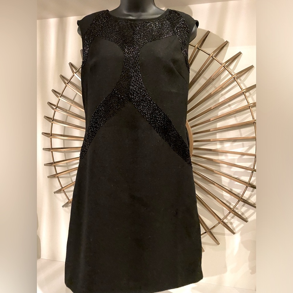 Love Stitch shift dress with beaded bodice